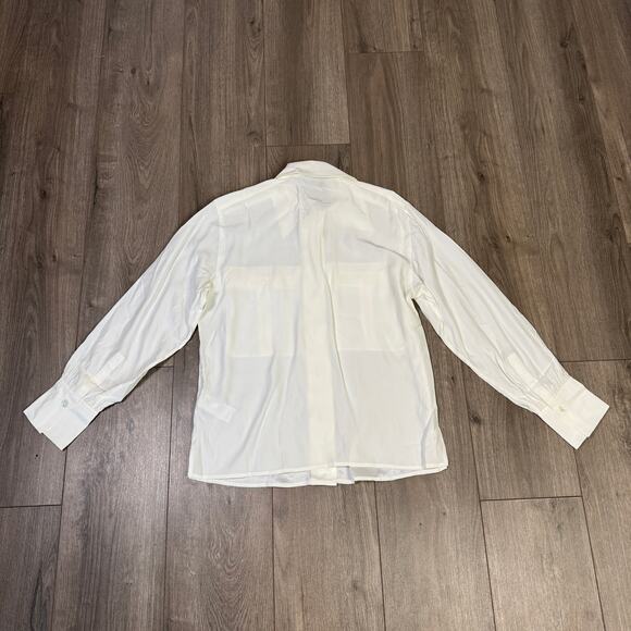 Madewell Silk Utility-Pocket Button-Up Shirt WMNS S Cream Oversized Long Sleeve - Picture 7 of 10